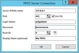PRTG Server Connection Settings in Enterprise Console