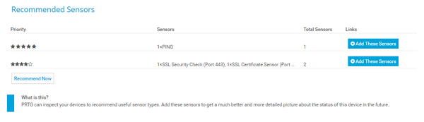 List of Recommended Sensors